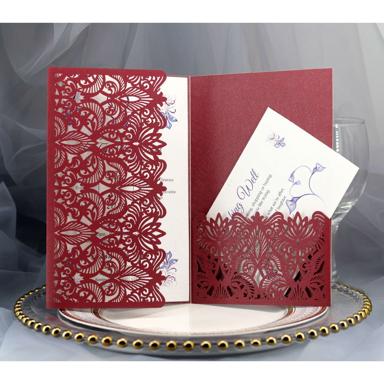 Elegant Invitation Business Invitation Laser Cut Iridescent Paper European Style
